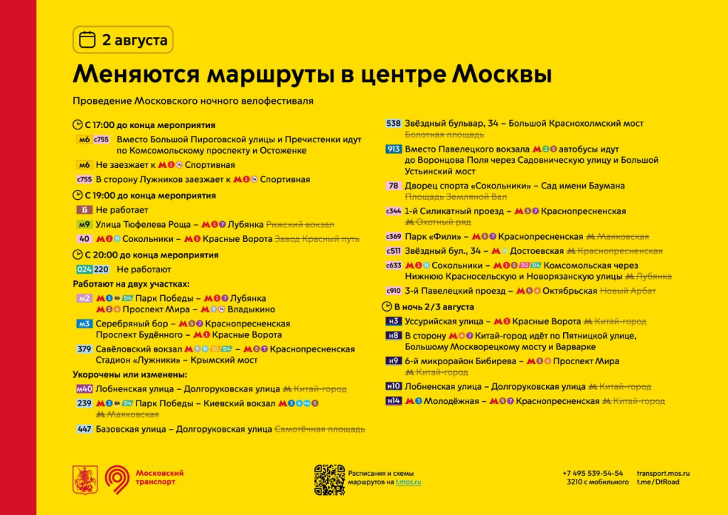 2 августа, велофестиваль, маршруты транспорта